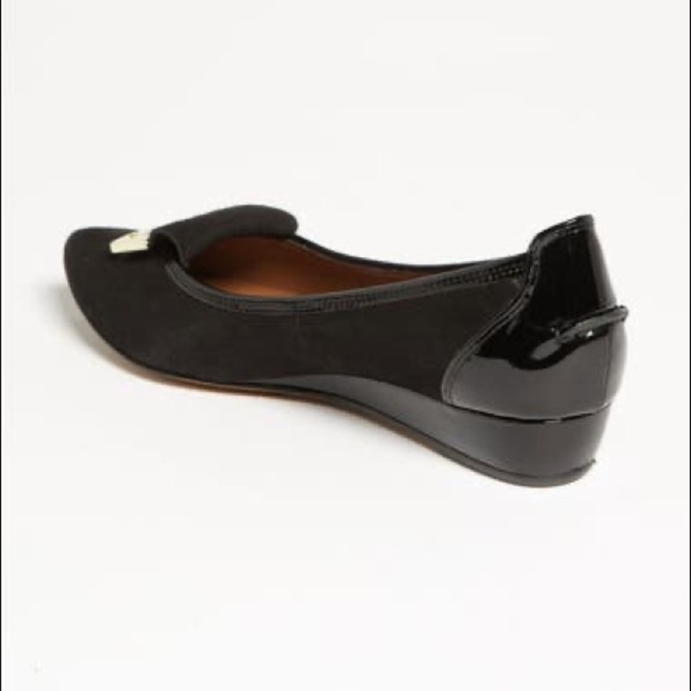 Donald J. Pliner Black Suede Wedge Flats with Gold Accent - Picture 3 of 10